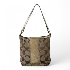 Vintage Coach Signature Metallic Gold Hobo Bag